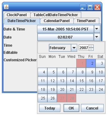 Java Swing Date Time Selector